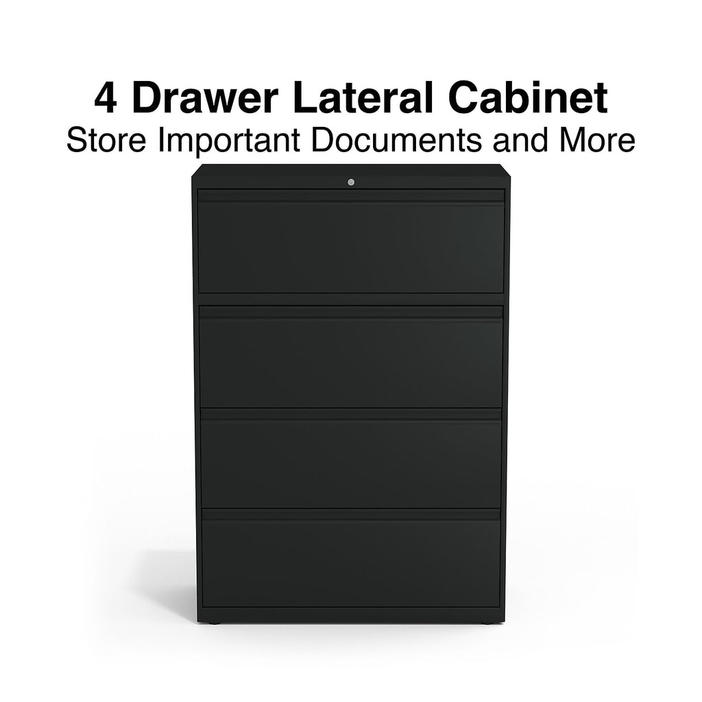 4 Drawer Black Lateral File Cabinet I35411