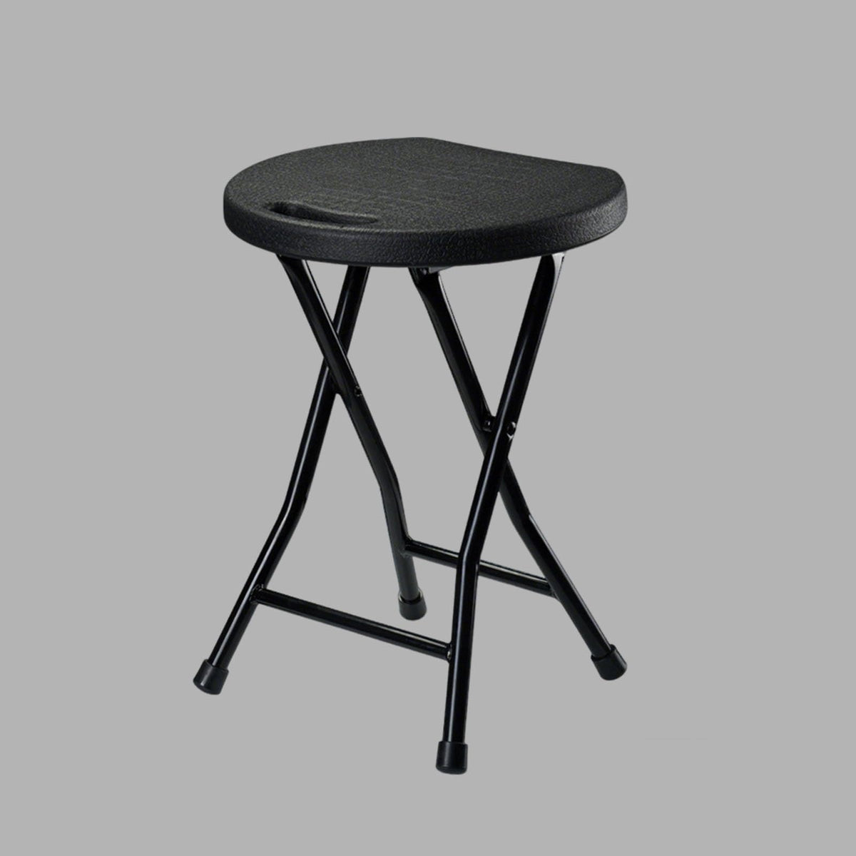 18in Black Backless Folding Chair with Steel Frame Legs R146