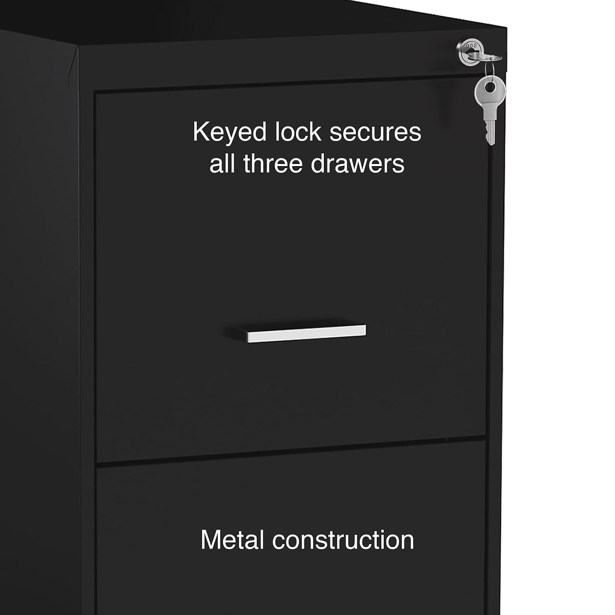 Black 3 Drawer Letter Legal Locking File Cabinet V916834