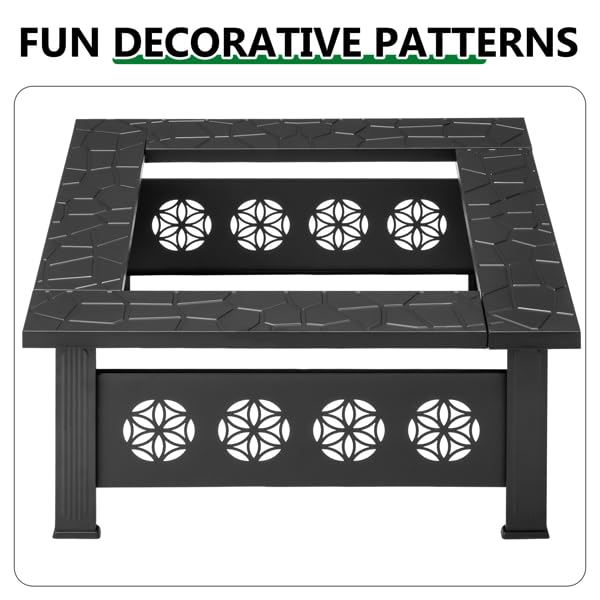 32 Inch Square Wood Burning Fire Pit Table N200782