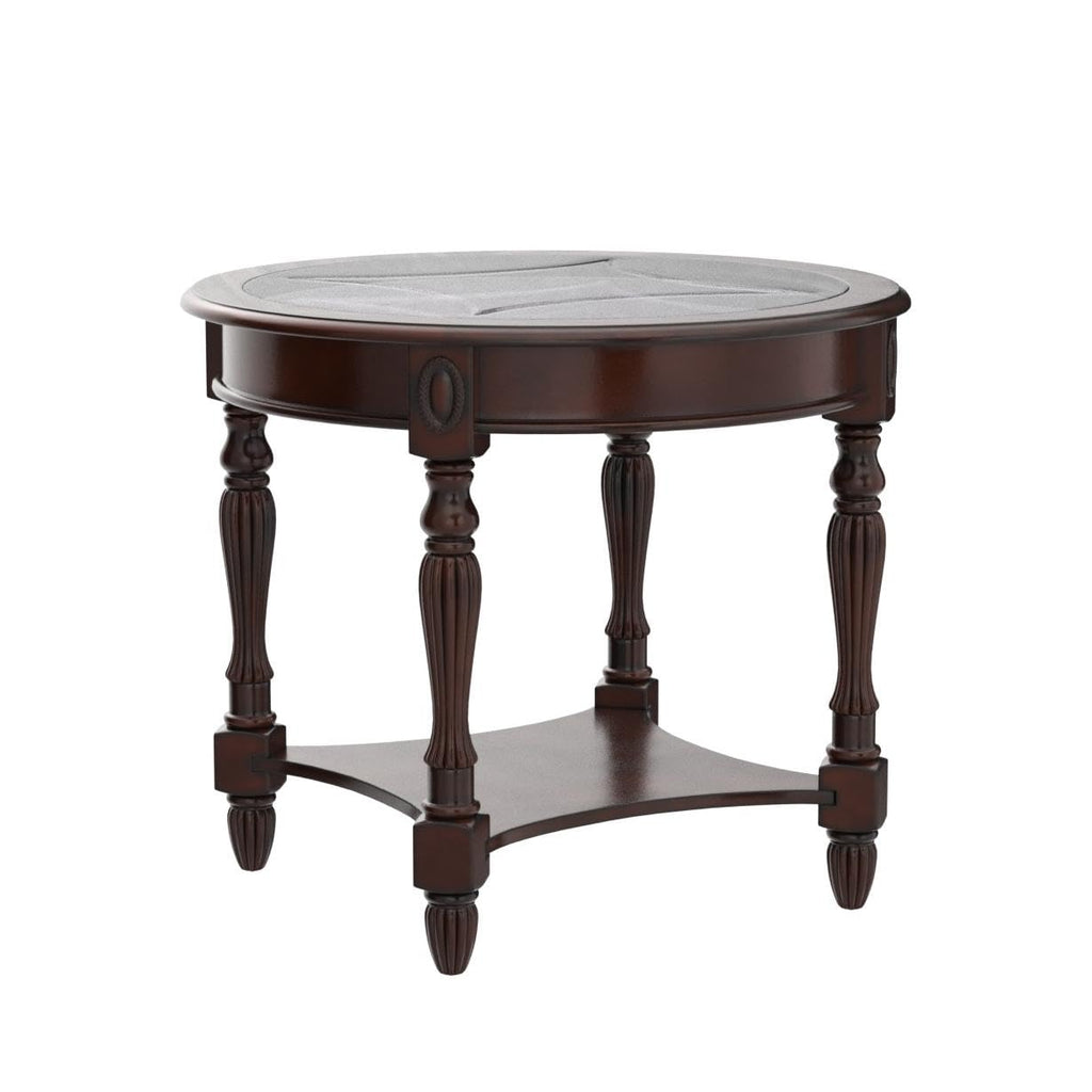 Wood Oval End Table with Glass Top Z9061