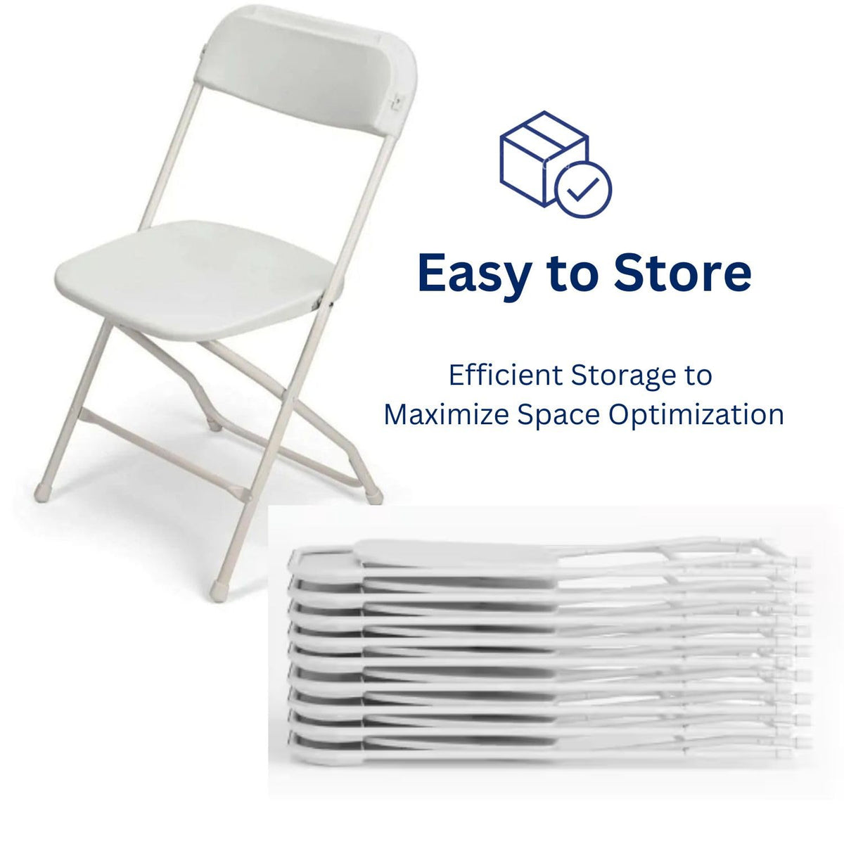 White 10-Pack Plastic Folding Chairs 650 lb Capacity Q433122