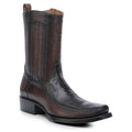 Brown Ostrich Leg Leather Cowboy Boots O771