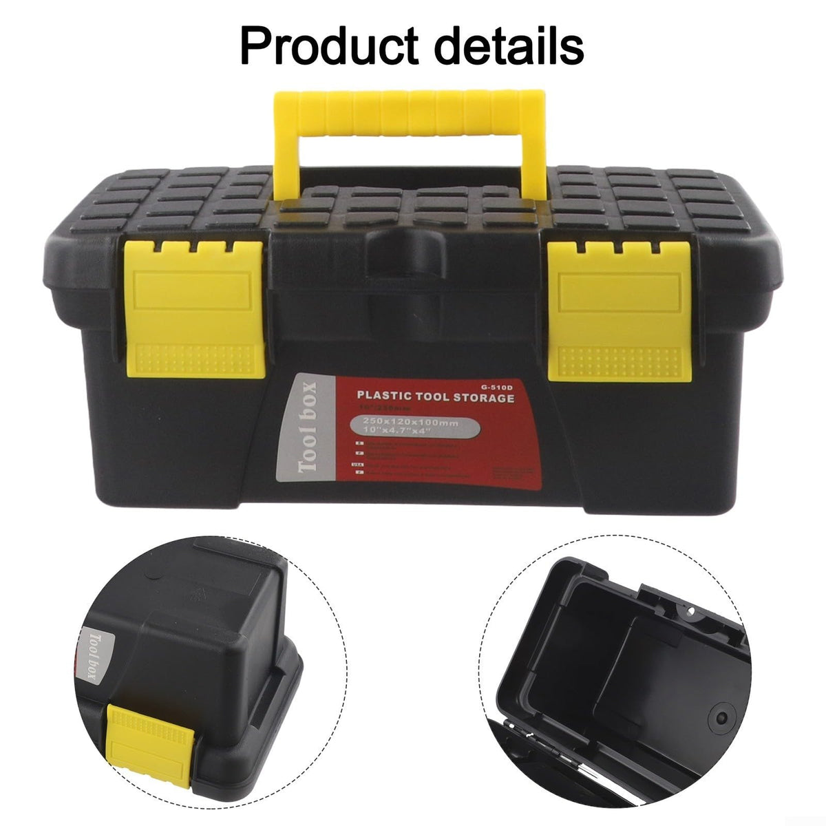 10 Inch Black Plastic Tool Storage Box F76967