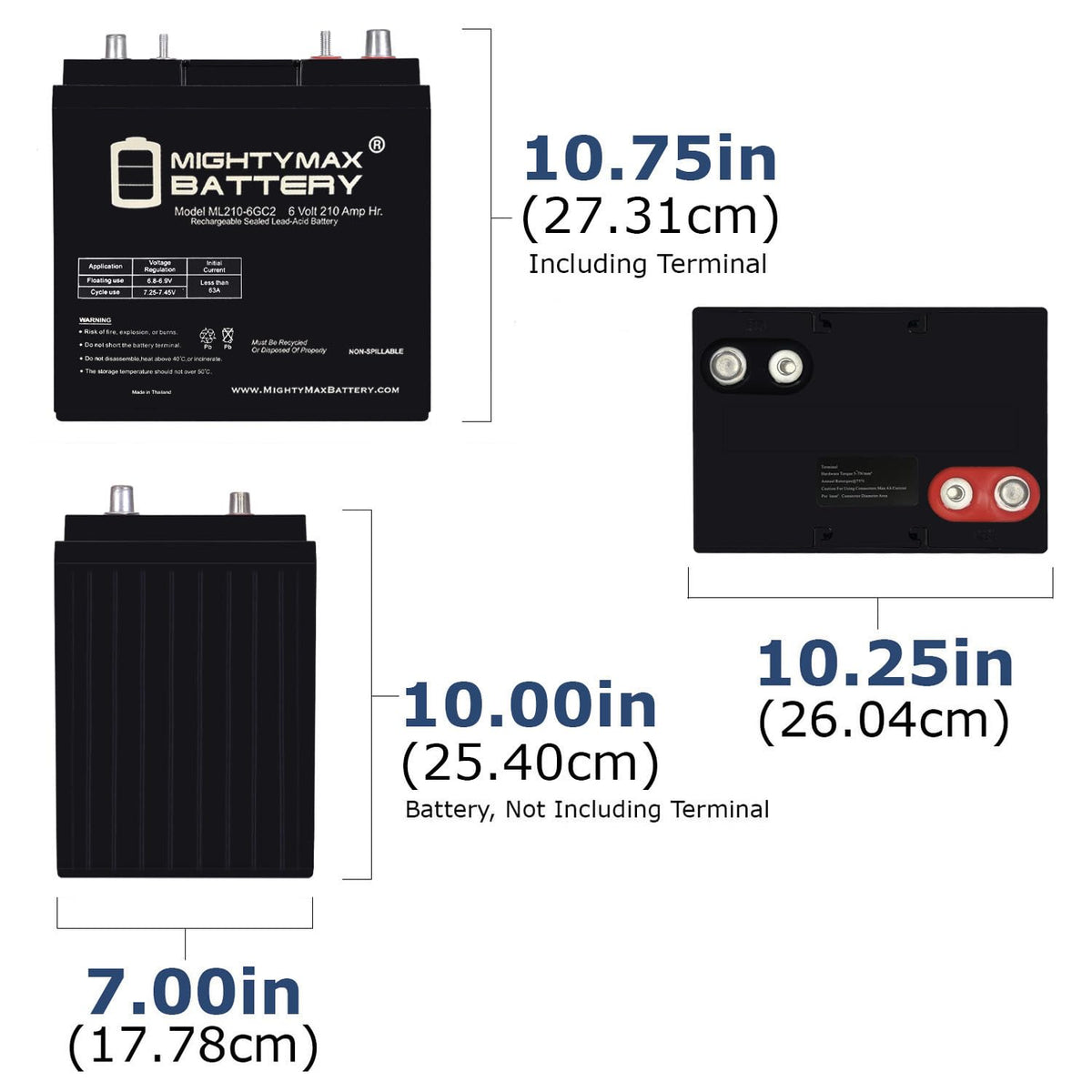 6V 210AH Dual Terminal SLA Replacement Battery 4 Pack N230666