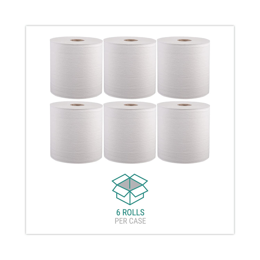 Hardwound Roll Towels, 6 Rolls, 1-Ply, White V476