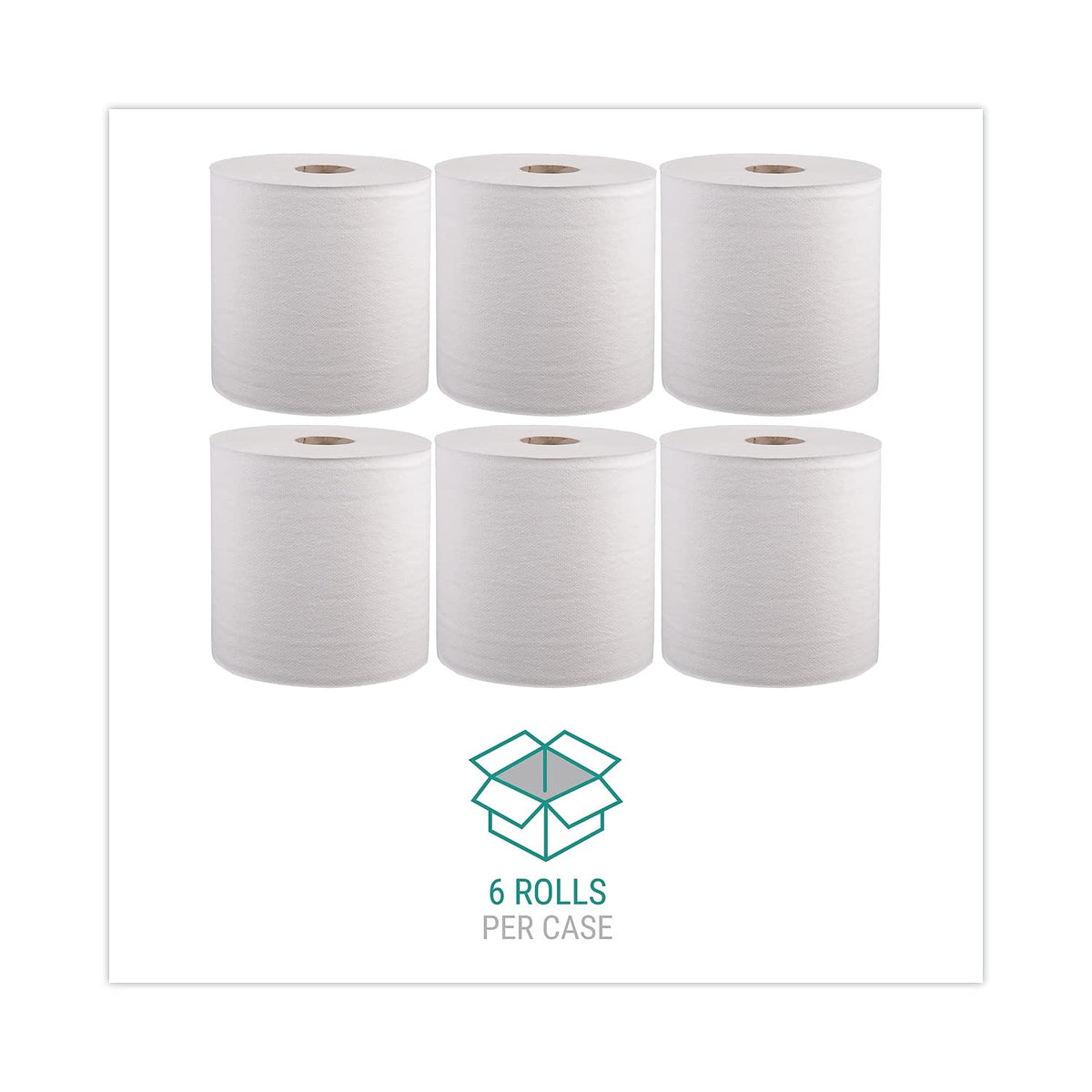 Hardwound Roll Towels, 6 Rolls, 1-Ply, White V476