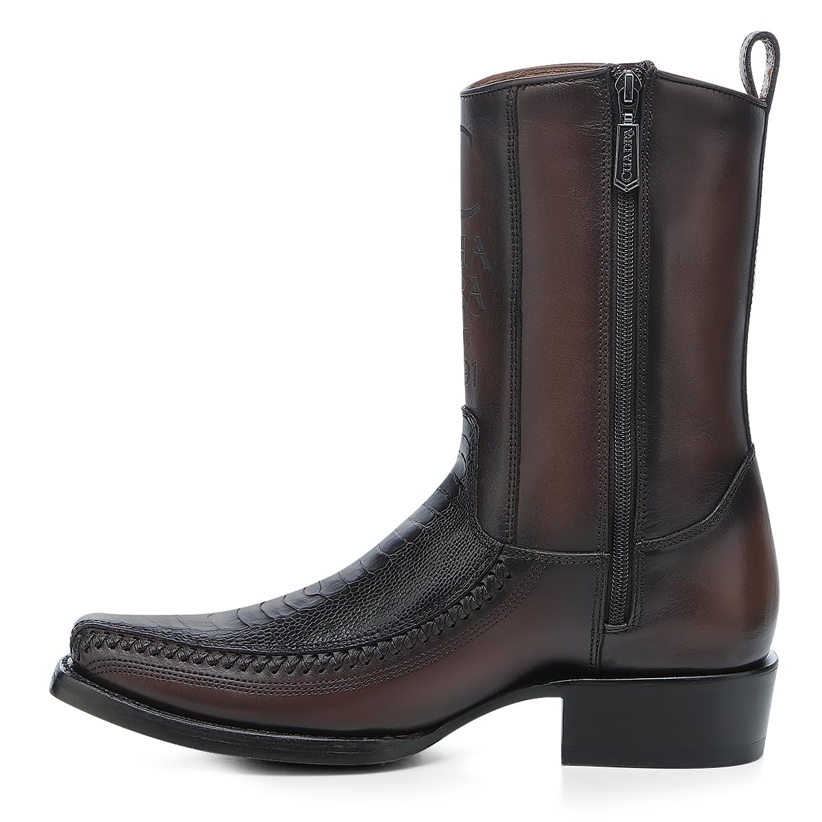 Brown Ostrich Leg Leather Cowboy Boots O771