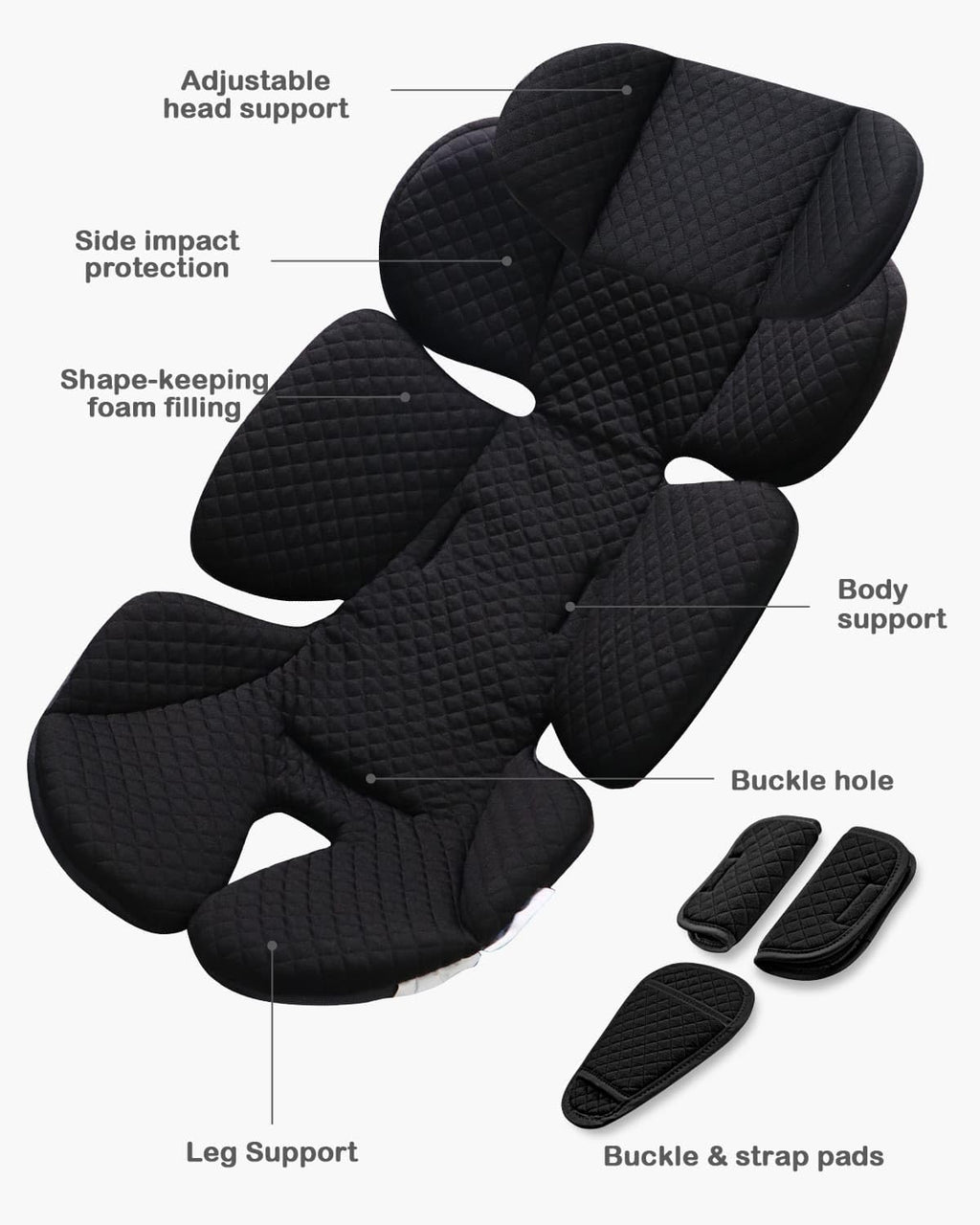 Infant Car Seat Insert with Adjustable Head Support, Black G442622