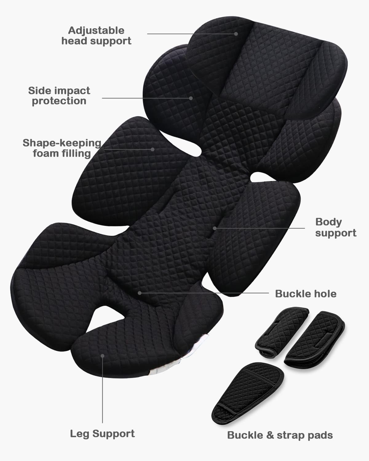 Infant Car Seat Insert with Adjustable Head Support, Black G442622