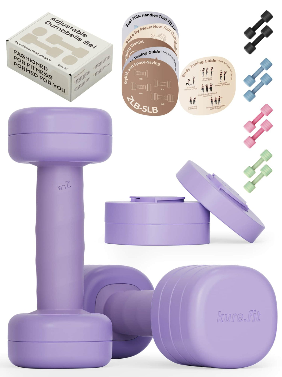 Adjustable Dumbbell Set 2LB 3LB 4LB 5LB H779