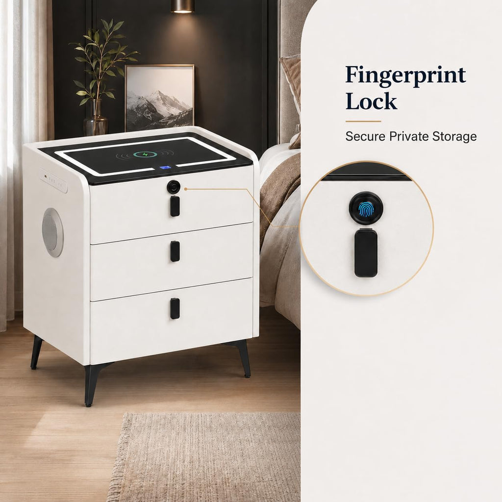 Wireless Charging Nightstand with Fingerprint Lock Q2626