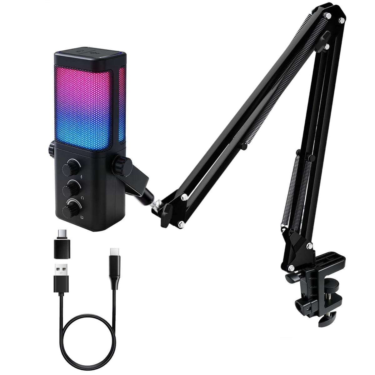Black USB Condenser Microphone with Boom Arm M703214