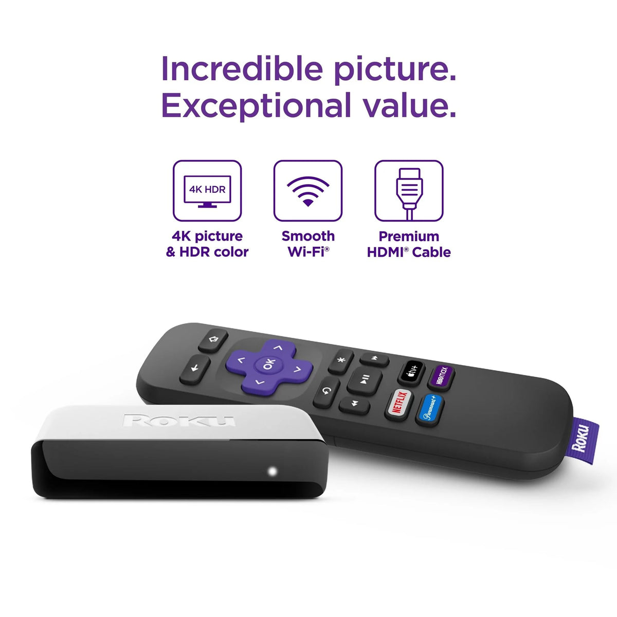 4K HDR Streaming Media Player with HDMI Cable and Remote L581