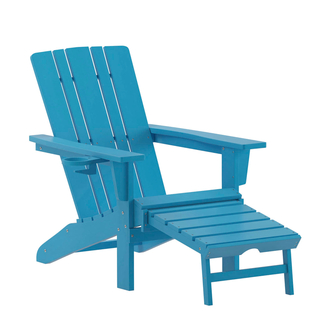 Blue Adirondack Lounge Chair with Ottoman J401174