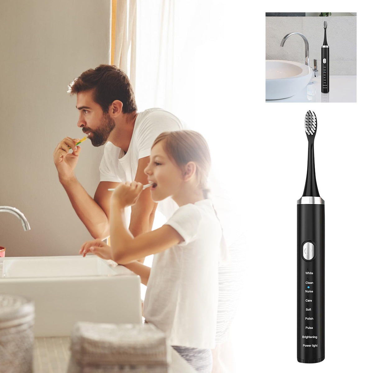 Rechargeable Electric Toothbrush with 4 Replacement Heads I372
