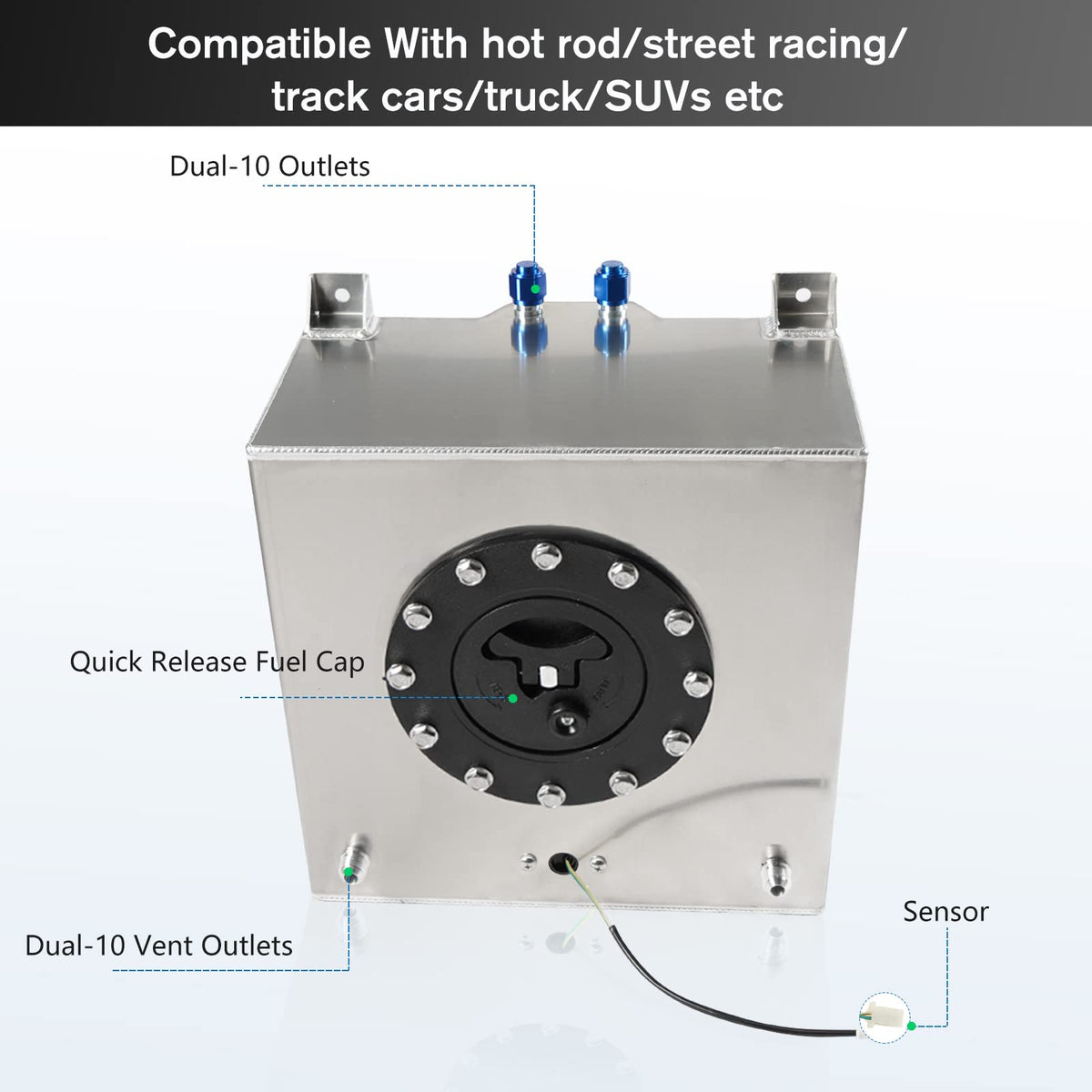 5 Gallon Aluminum Polished Fuel Cell with Cap D1991