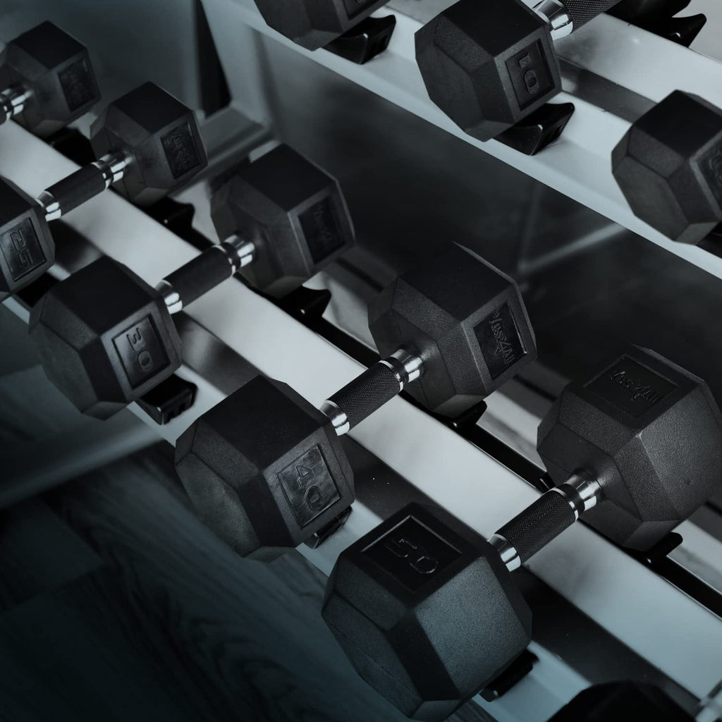 Rubber Grip Encased Hex Dumbbell Hand Weights Anti-Slip T72685