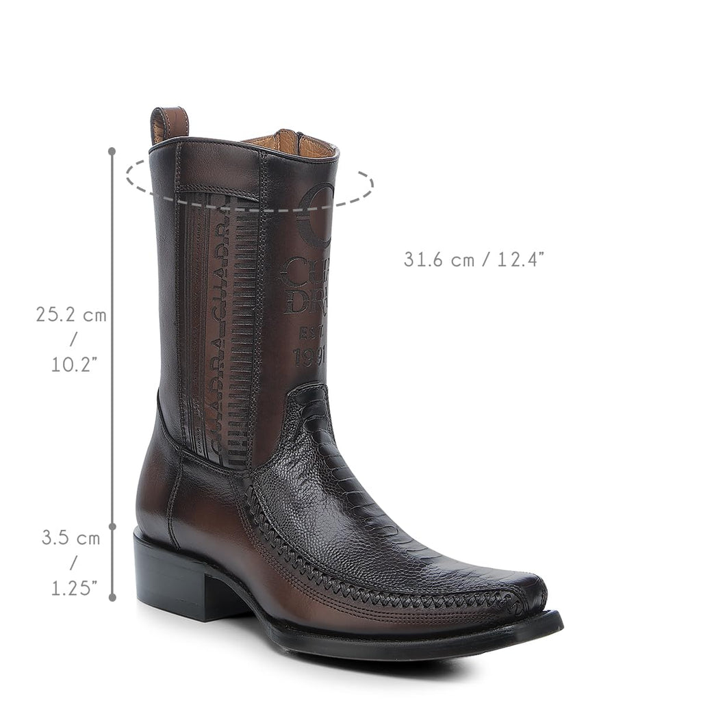 Brown Ostrich Leg Leather Cowboy Boots O771