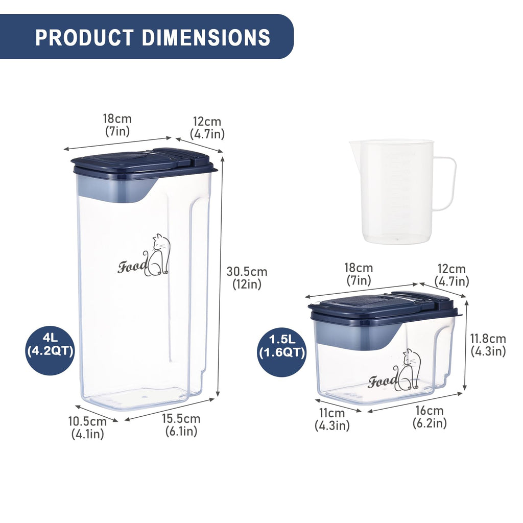 2 Pcs Airtight Pet Food Containers with Pour Spout O8694