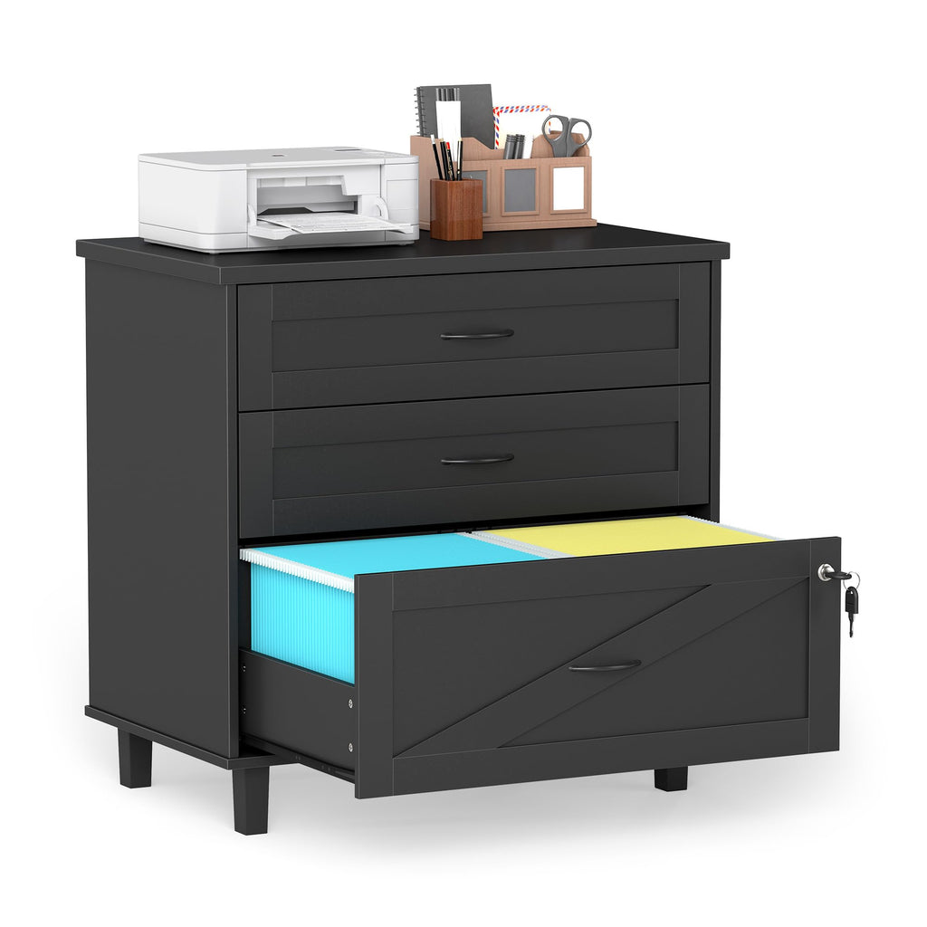 3-Drawer Wooden File Cabinet with Lock R972923