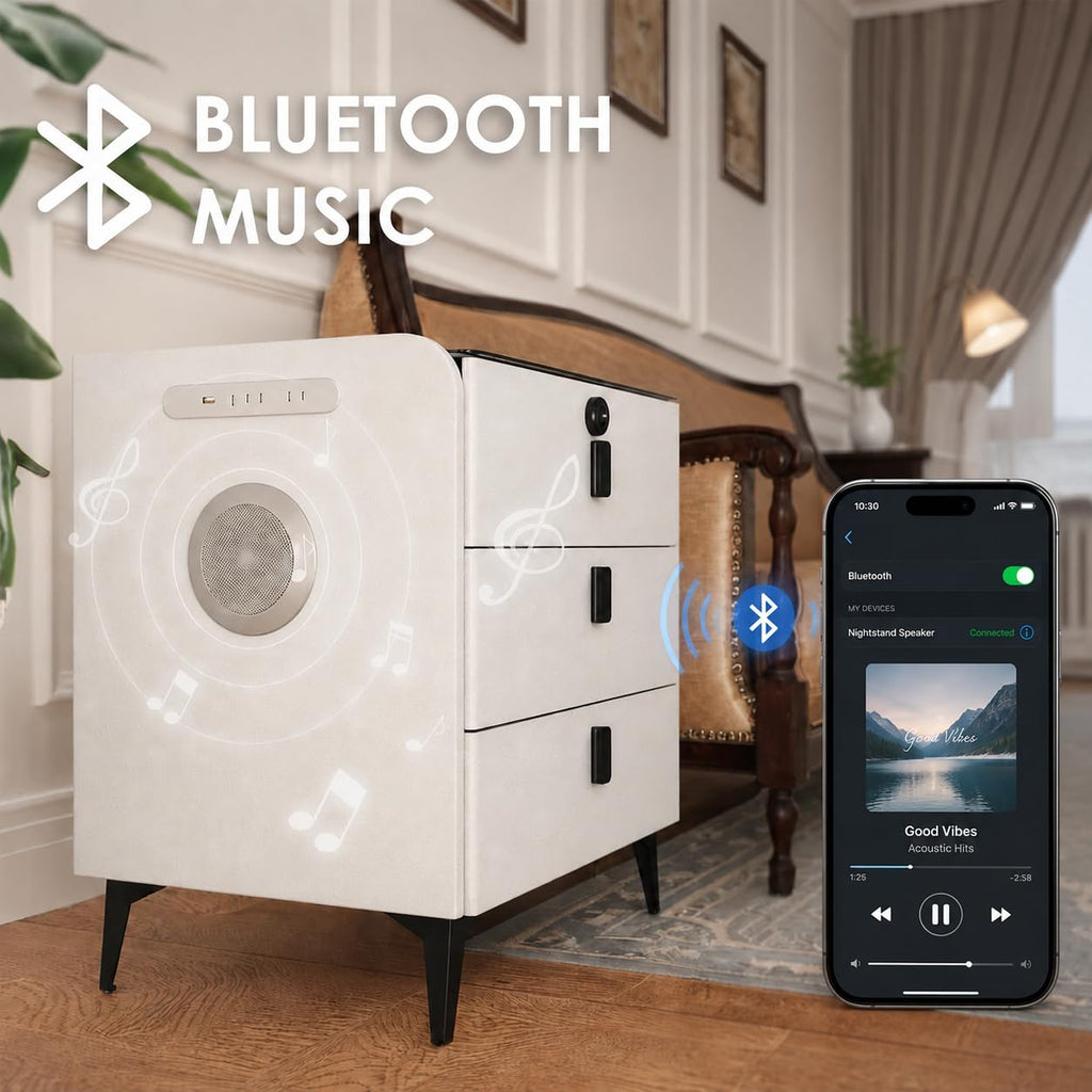 Wireless Charging Nightstand with Fingerprint Lock Q2626