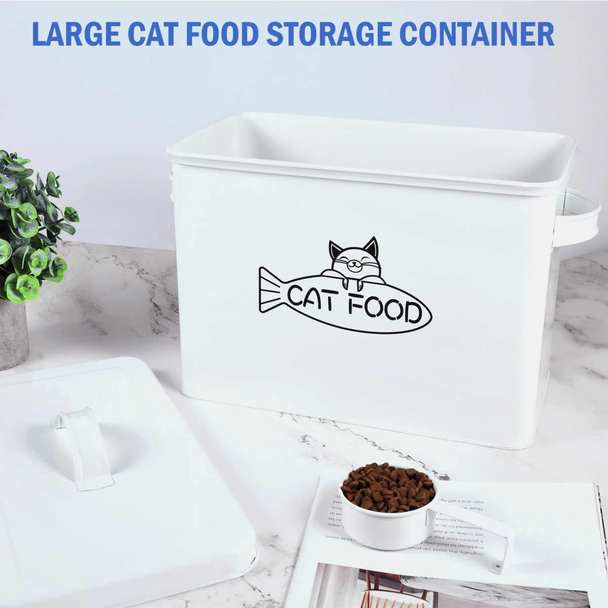 Large Airtight Pet Food Storage Container with Lid and Scoop 12-13 lbs Q8584