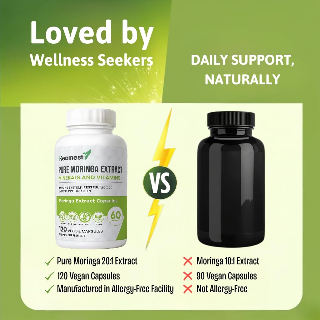 Moringa Extract Capsules 20:1 120 Capsules Vegan E154