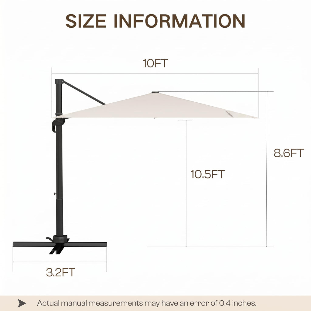 11ft Offset Cantilever Patio Umbrella with Solar Lights A363