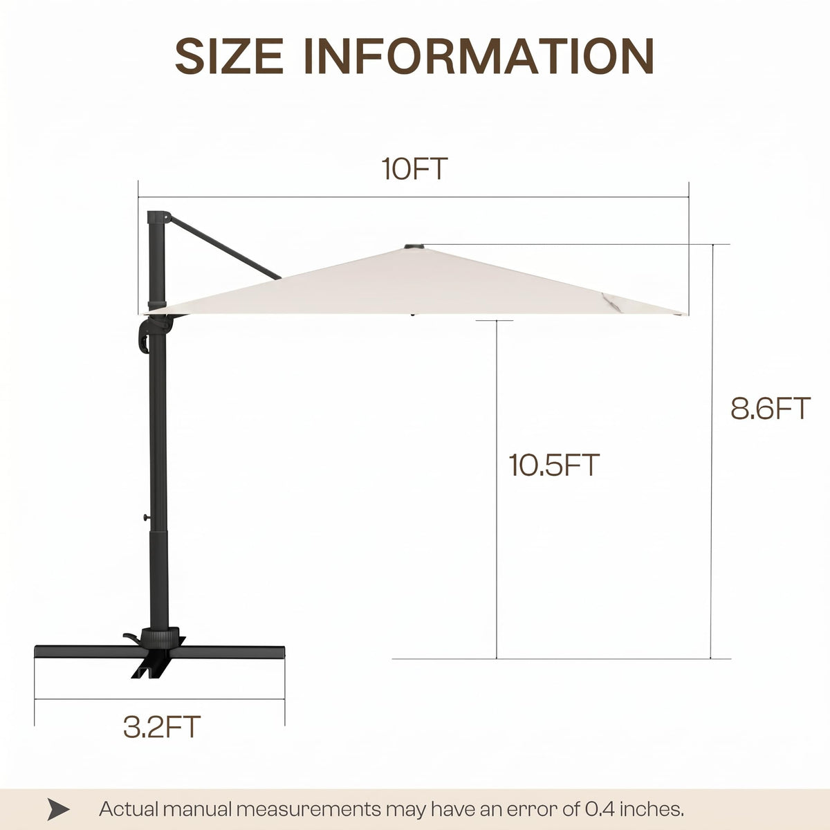11ft Offset Cantilever Patio Umbrella with Solar Lights A363