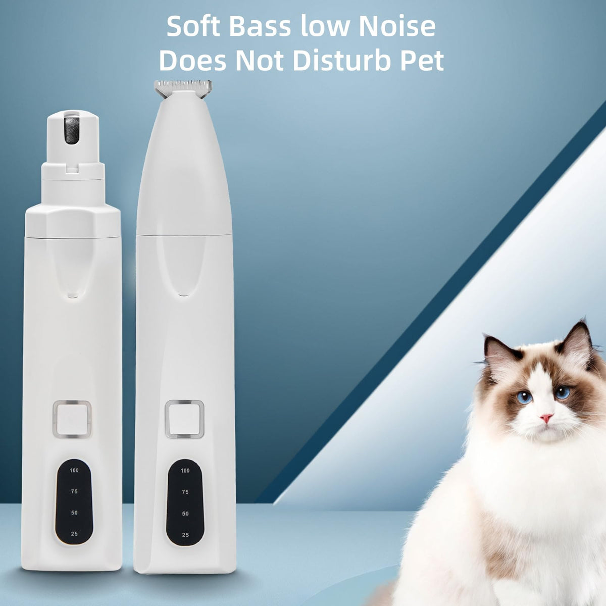 Quiet 2-in-1 Pet Hair Trimmer & Nail Grinder with LED Light T915