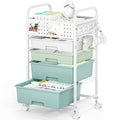 4 Drawer Rolling Storage Cart with Pegboard Top and Hooks Q520678