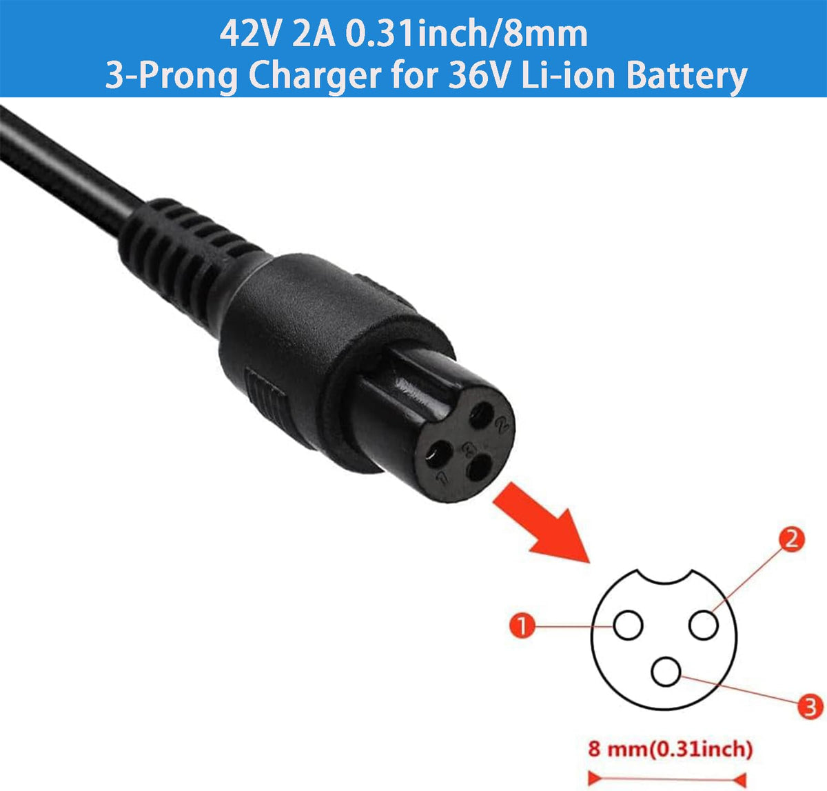 42V 2A Power Adapter with 3-Prong Inline Connector Q332643