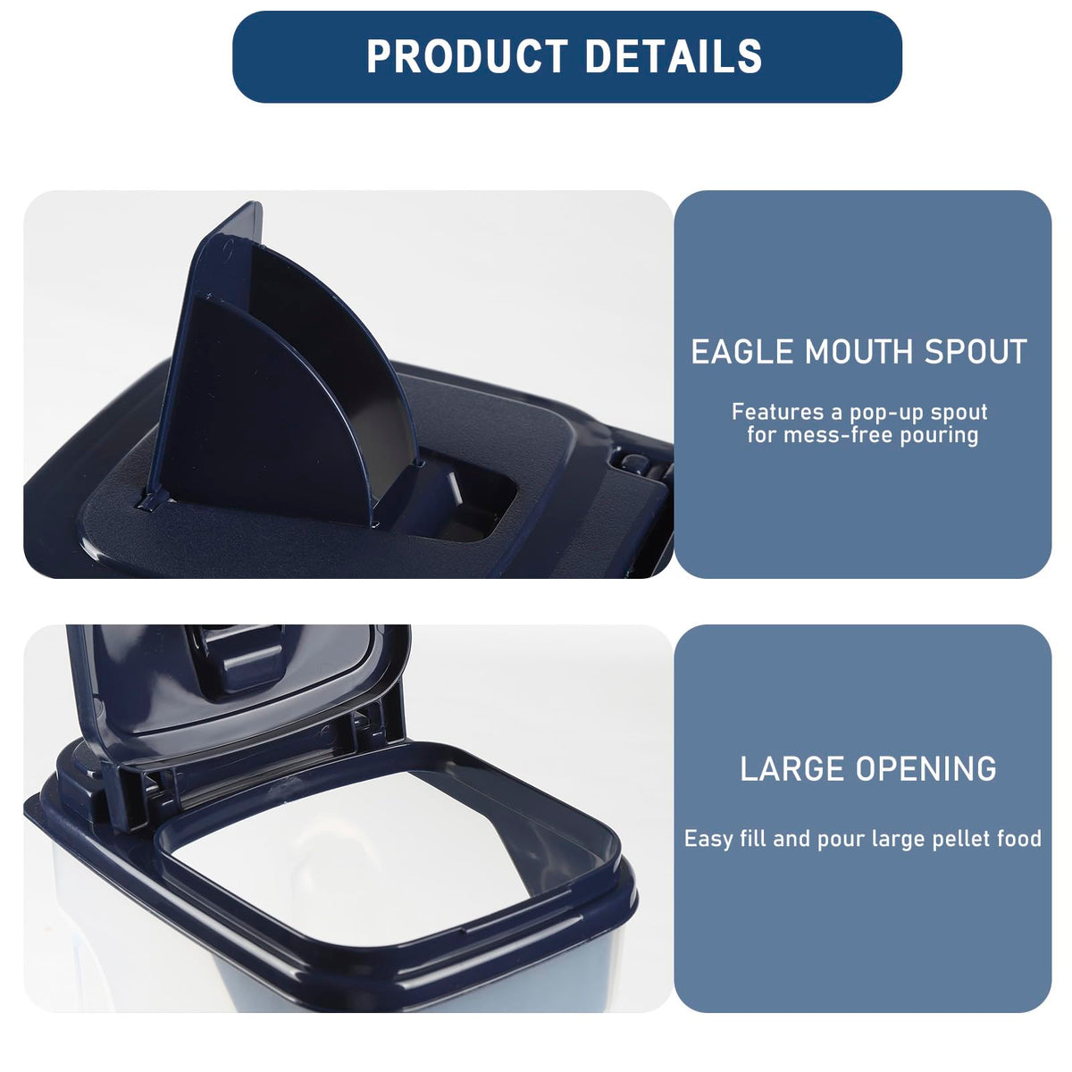 2 Pcs Airtight Pet Food Containers with Pour Spout O8694