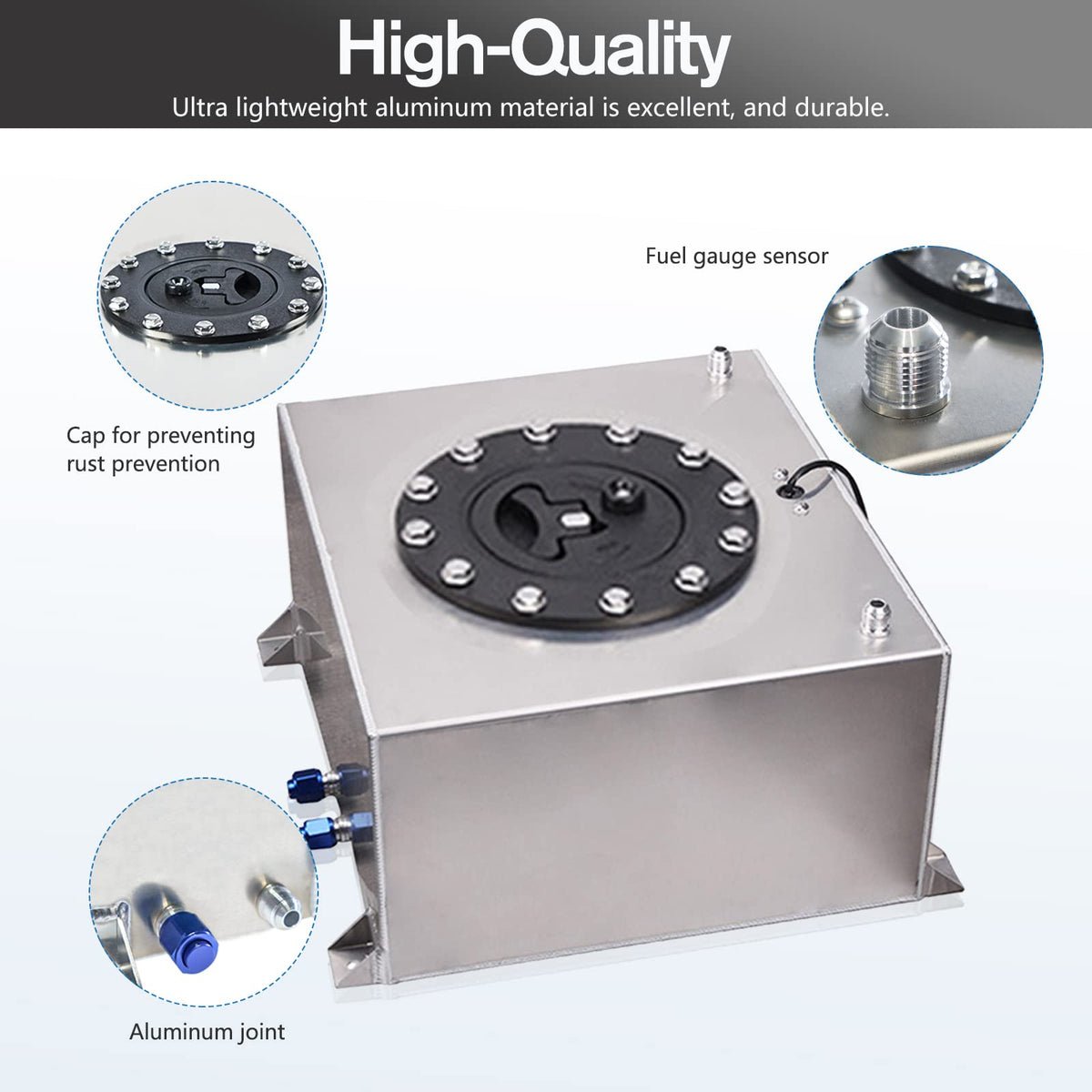 5 Gallon Aluminum Polished Fuel Cell with Cap D1991