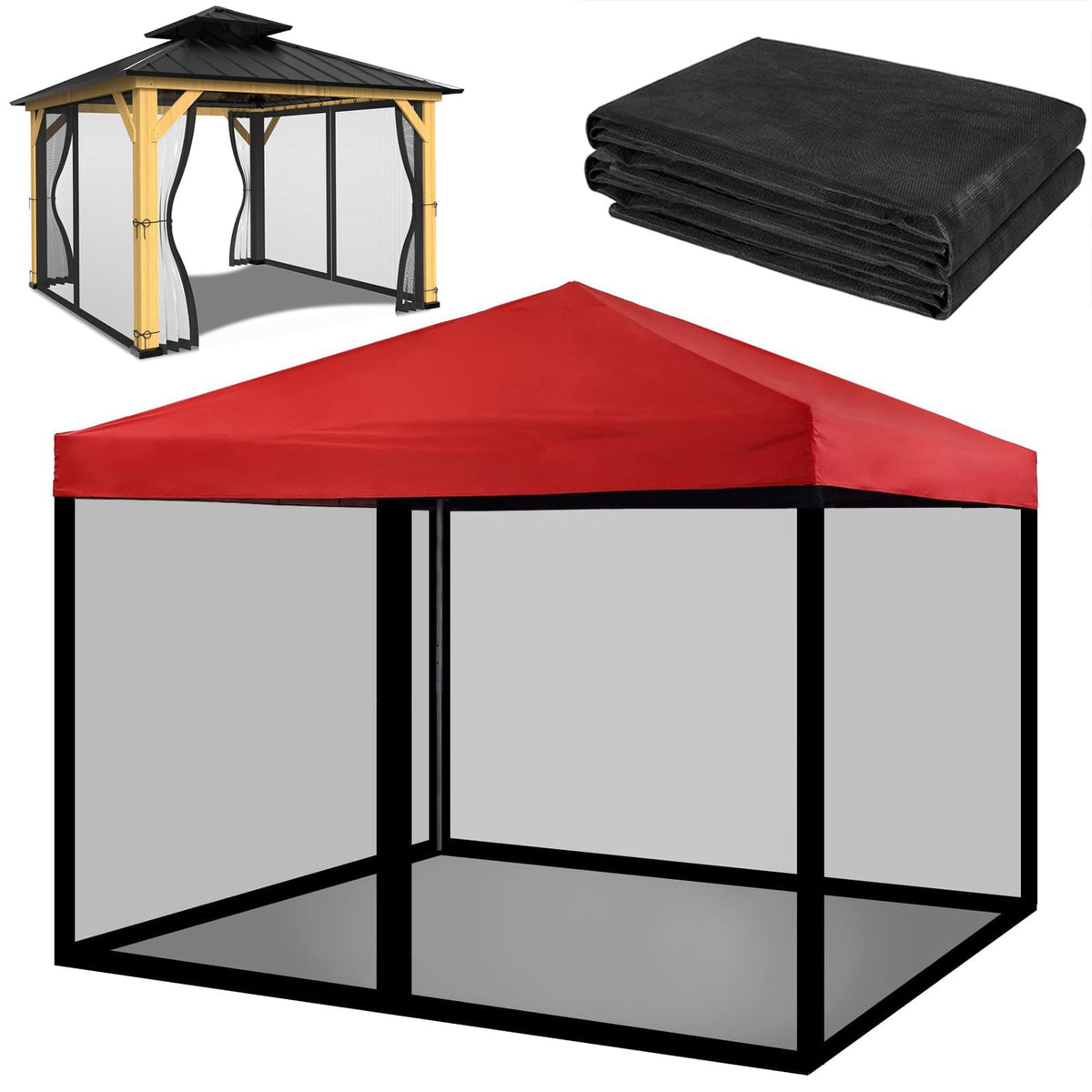 Mosquito Net with Zipper for Camping and Patio Gazebo A7552