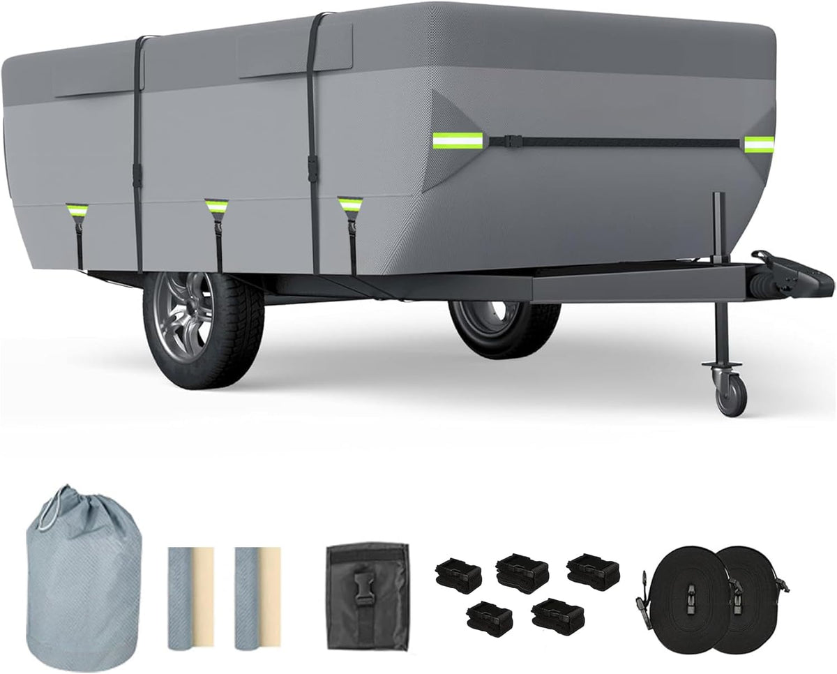 12'-14' 7 Layers Waterproof Breathable Pop Up Folding Camper Cover G4558