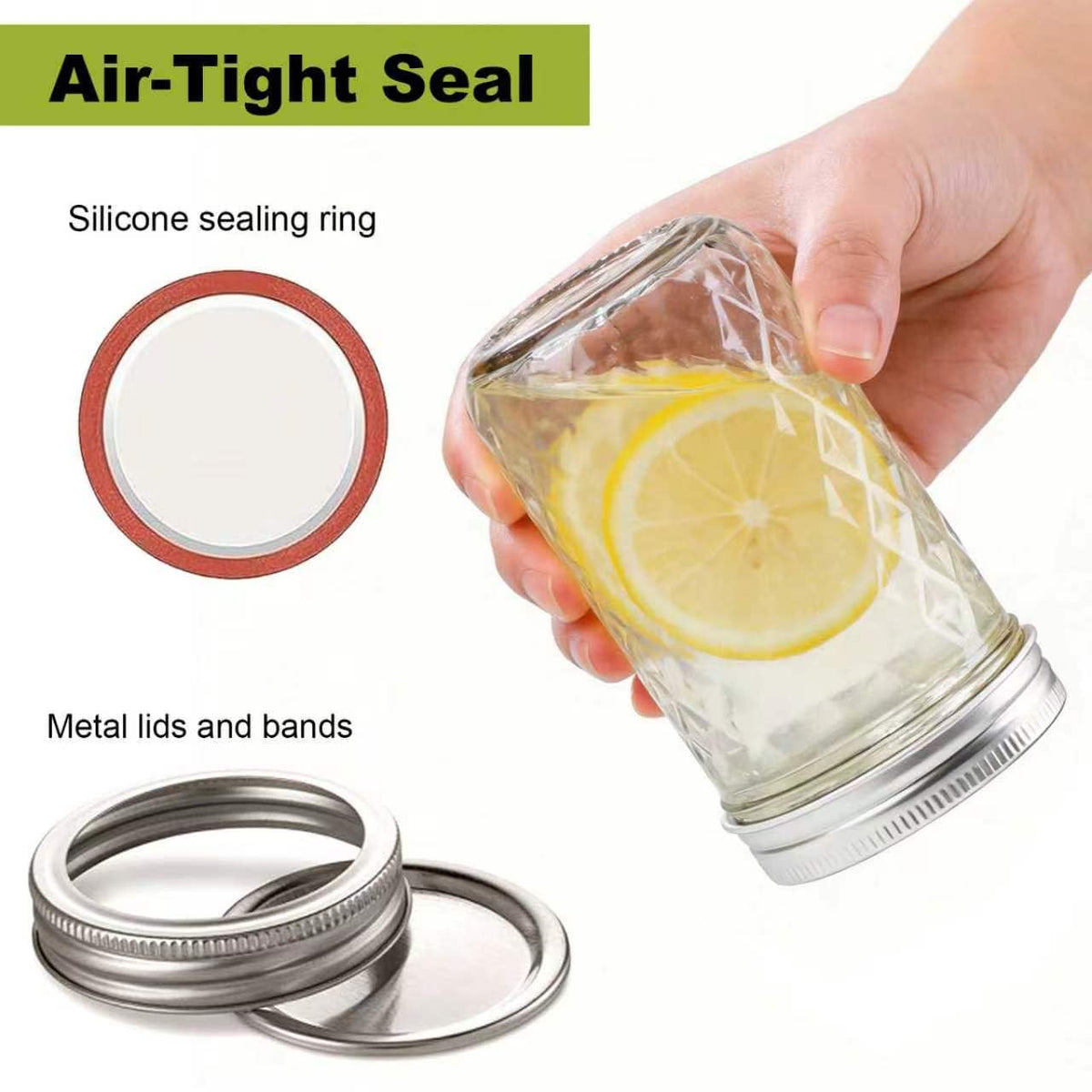 12 Pack Glass Mason Jars with Lids 16 oz & 8 oz Q850