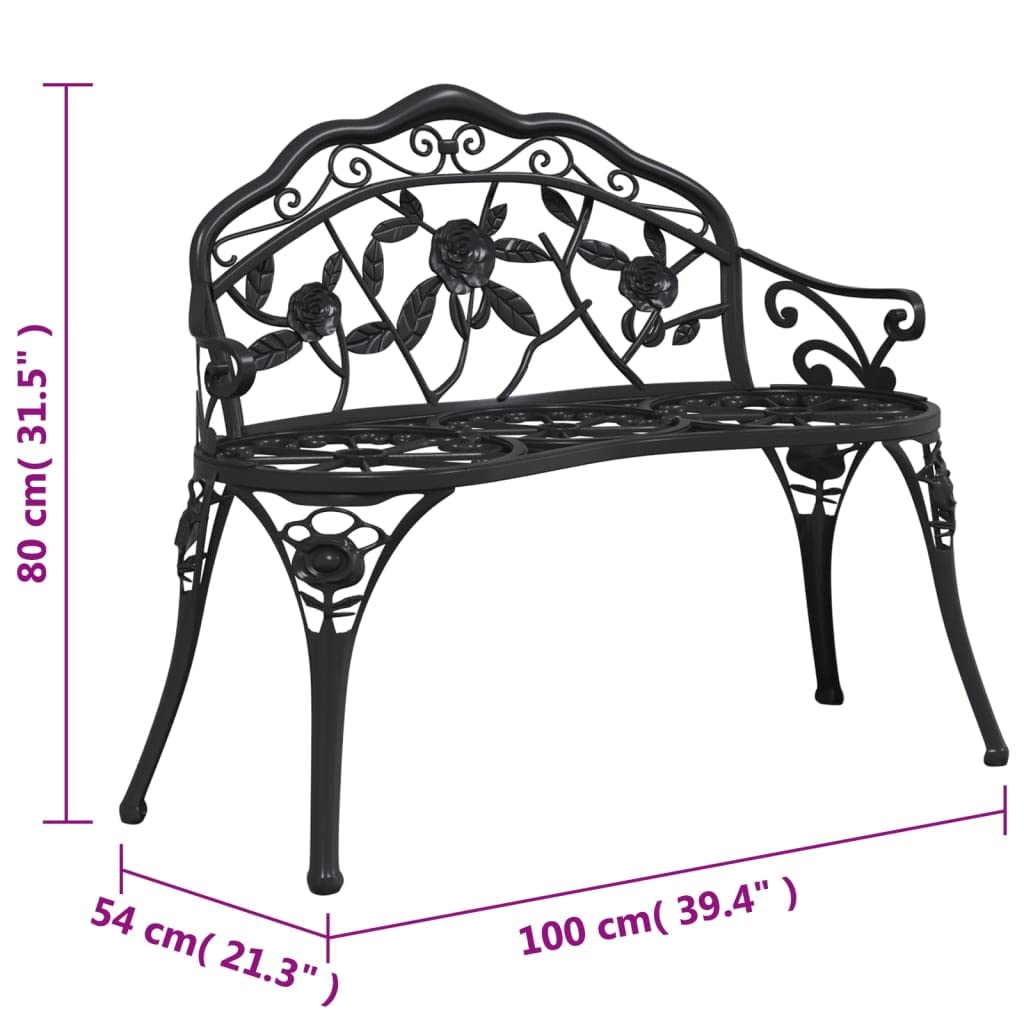 Cast Aluminum Black Patio Bench X37251