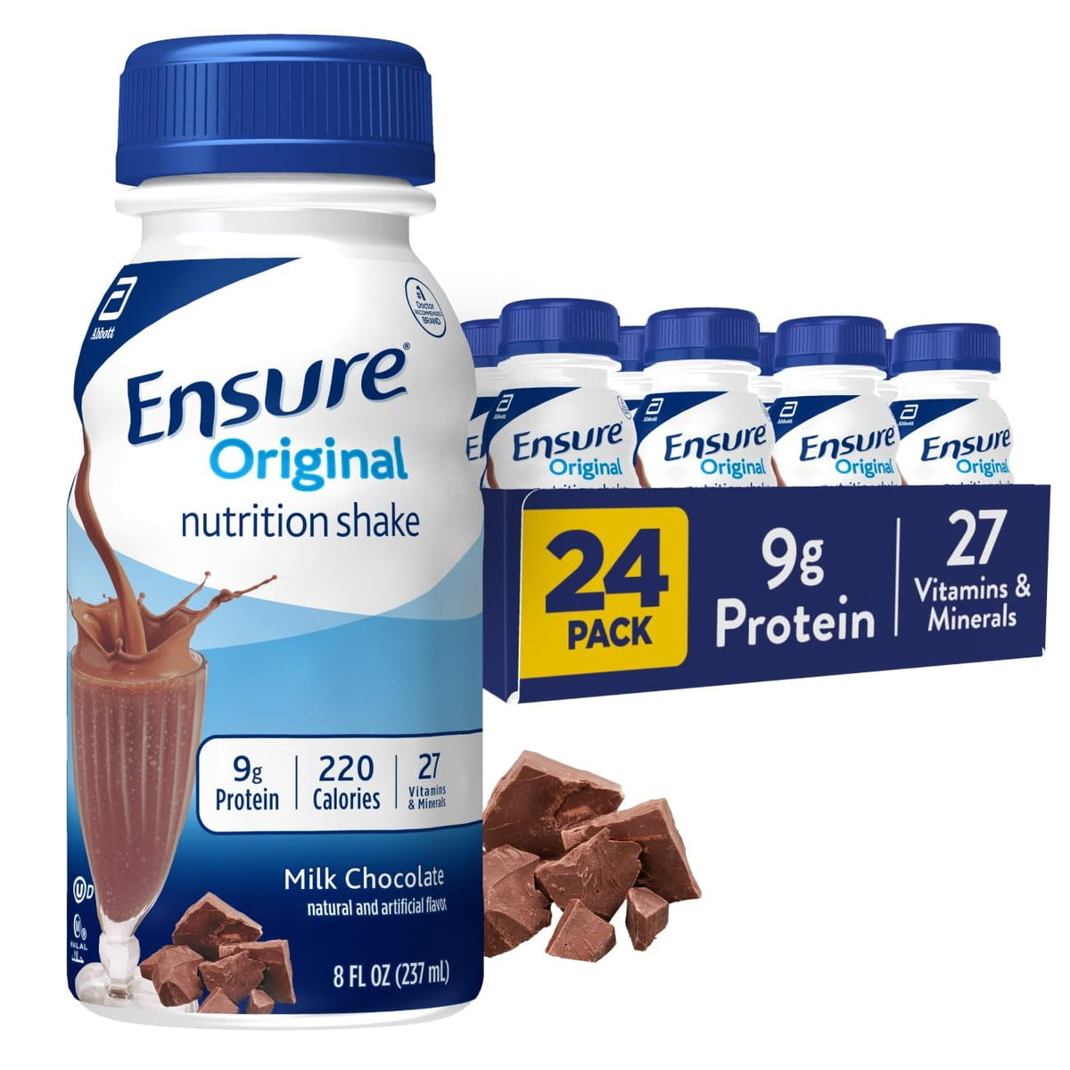 Original Nutrition Shake 9 grams Protein Milk Chocolate 8 fl oz 24 Count P271