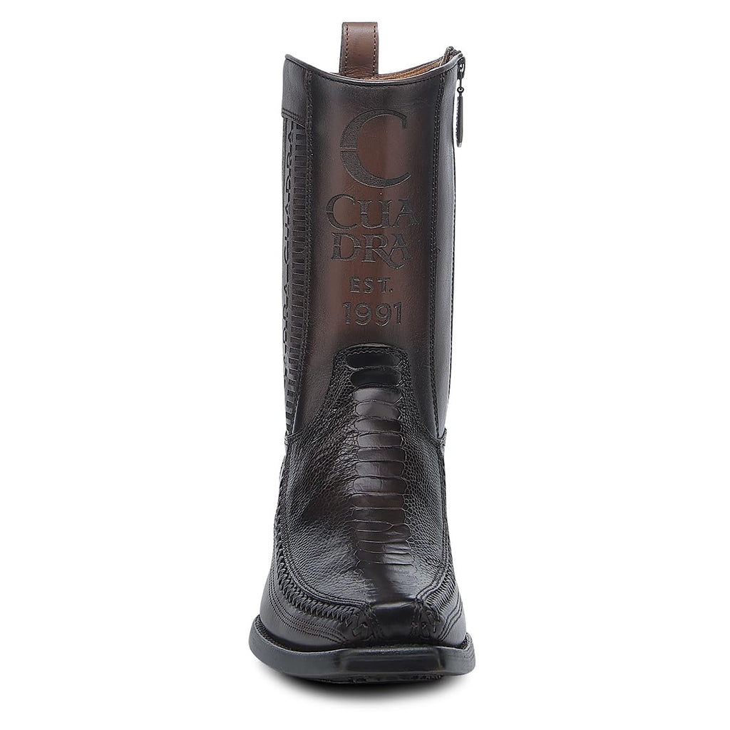 Brown Ostrich Leg Leather Cowboy Boots O771