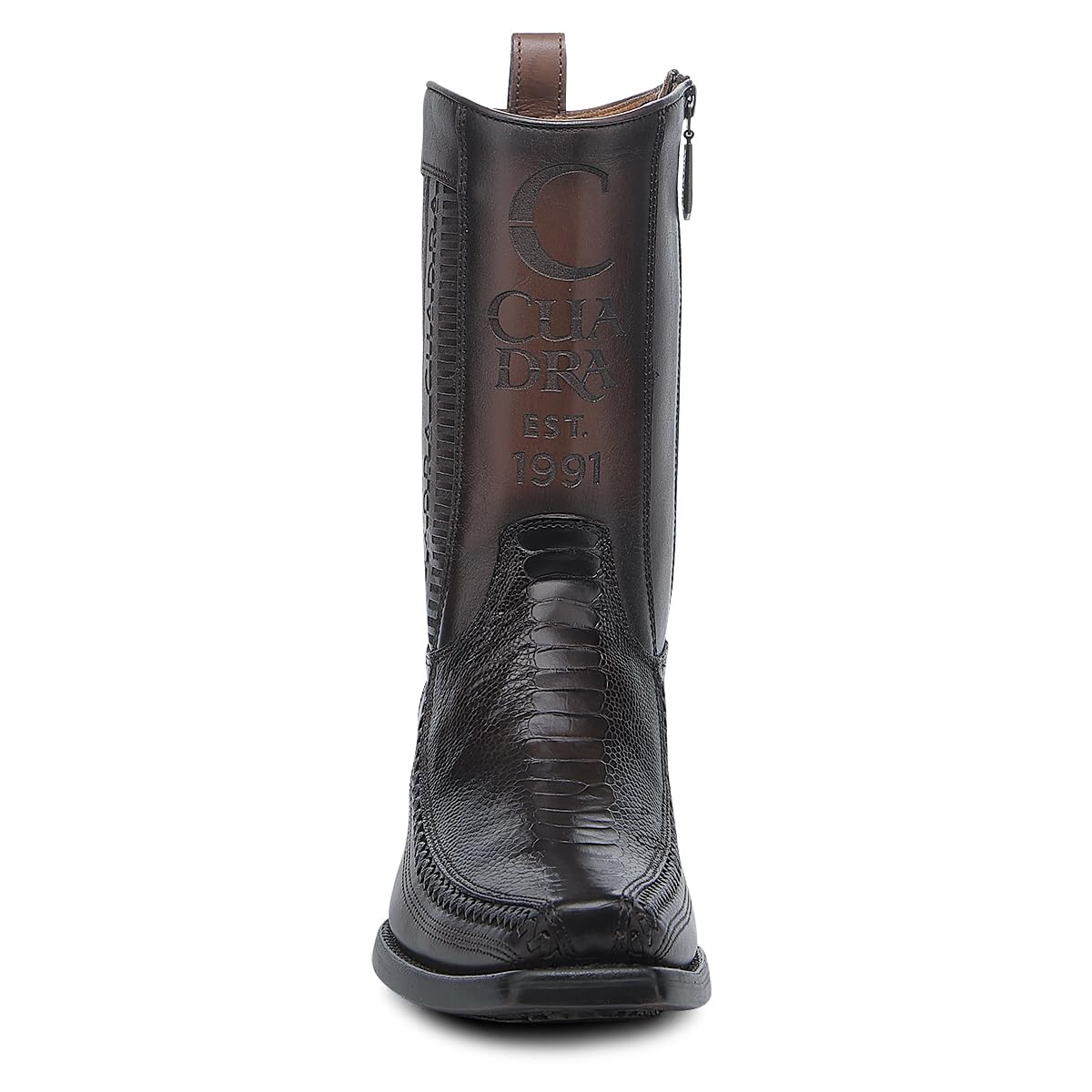 Brown Ostrich Leg Leather Cowboy Boots O771