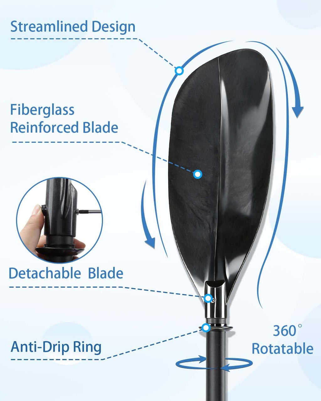 Adjustable Kayak Paddle 60-90" Stainless Steel I529
