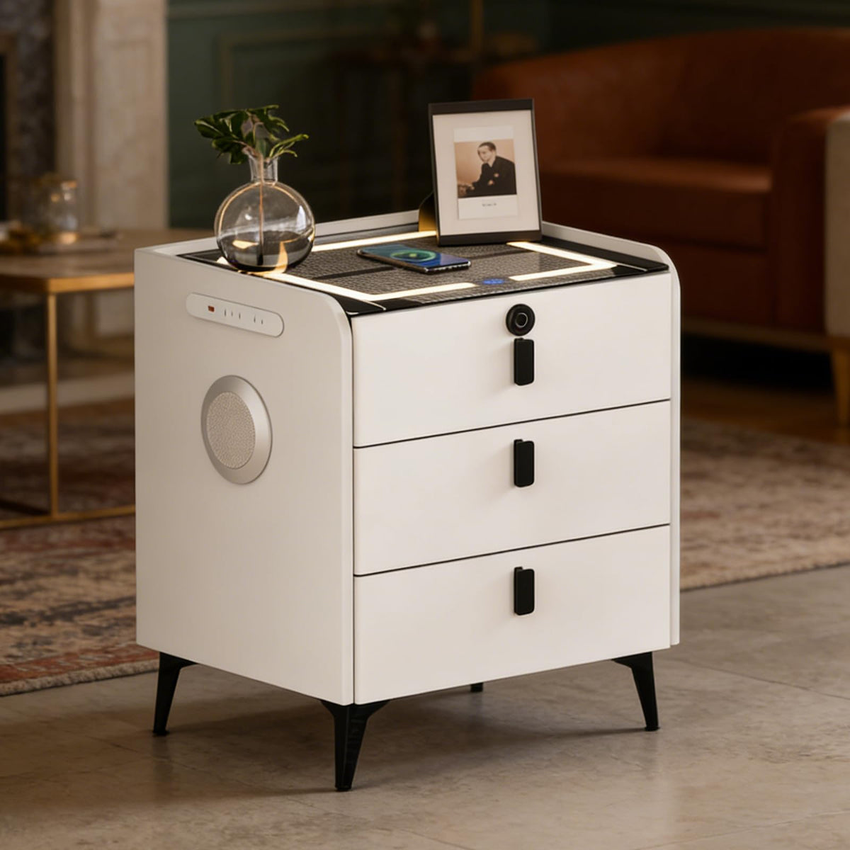 Wireless Charging Nightstand with Fingerprint Lock Q2626