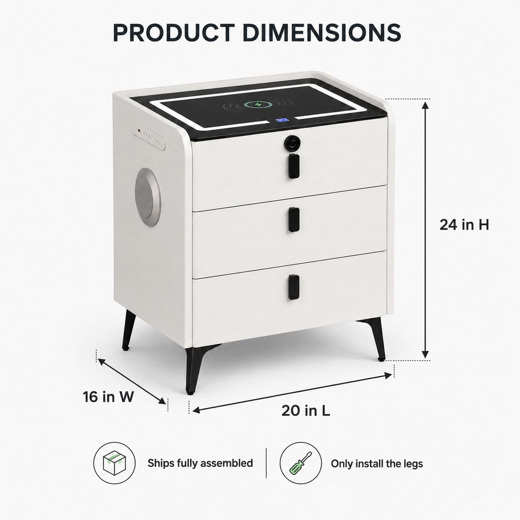 Wireless Charging Nightstand with Fingerprint Lock Q2626