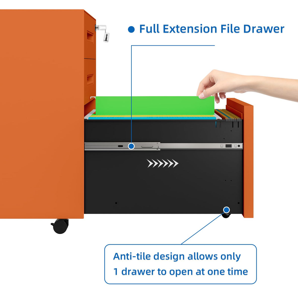 3 Drawer Metal Rolling File Cabinet U518