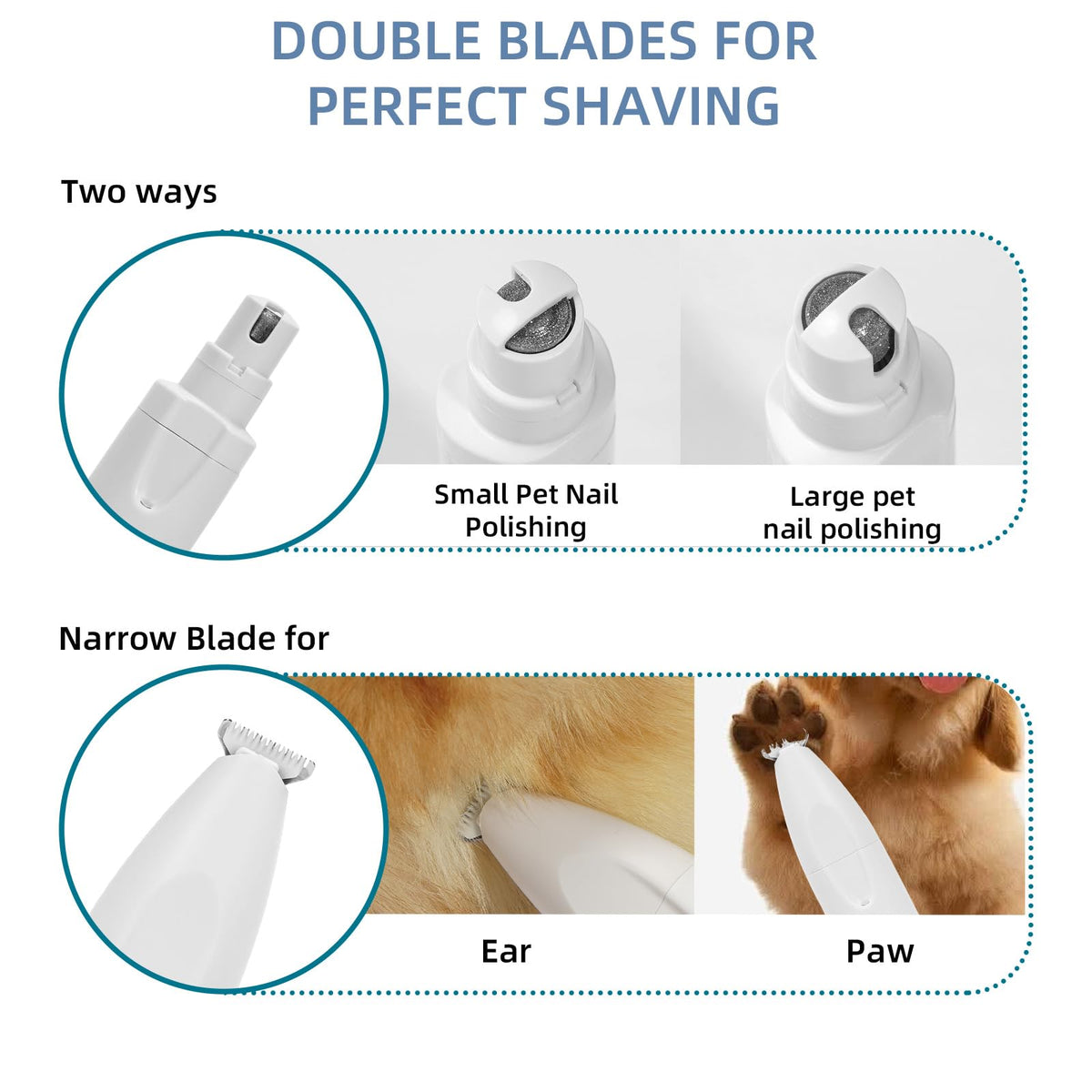 Quiet 2-in-1 Pet Hair Trimmer & Nail Grinder with LED Light T915