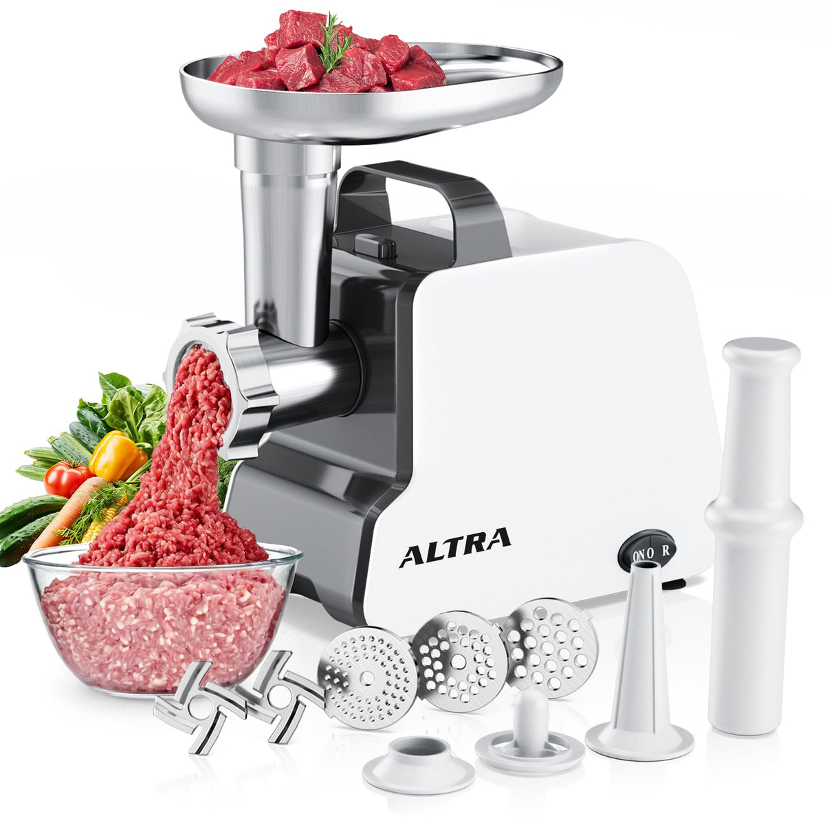 2300W Electric Meat Grinder with 2 Blades and 3 Grinding Plates U320