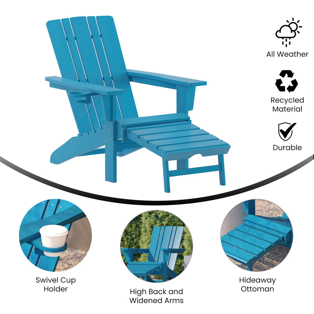 Blue Adirondack Lounge Chair with Ottoman J401174