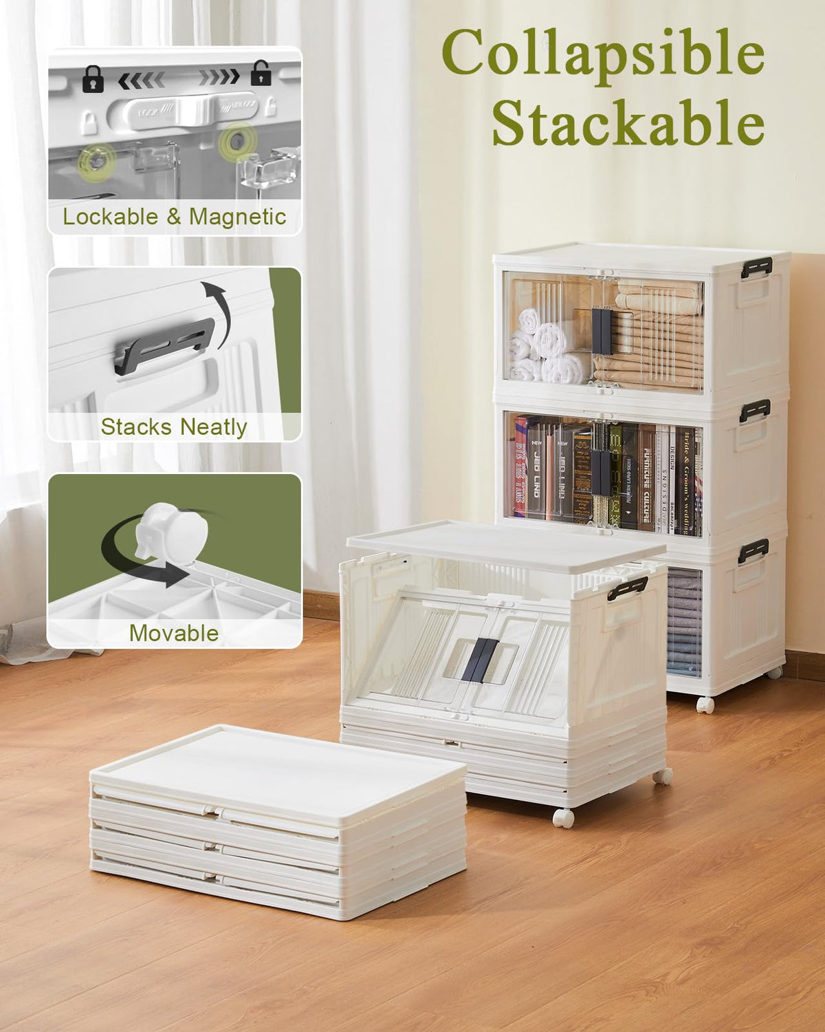 48QT Storage Bins with Lids, 4 Pack F662320